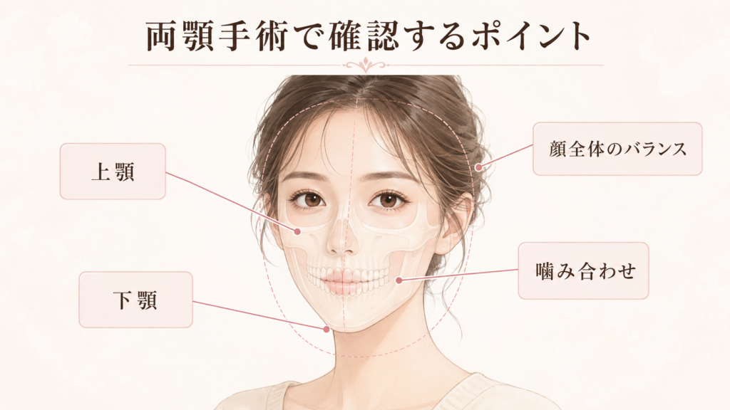 両顎手術で確認するポイント｜上顎・下顎・噛み合わせ・顔全体のバランス