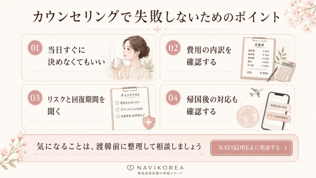 韓国美容カウンセリングで失敗しないためのポイント
