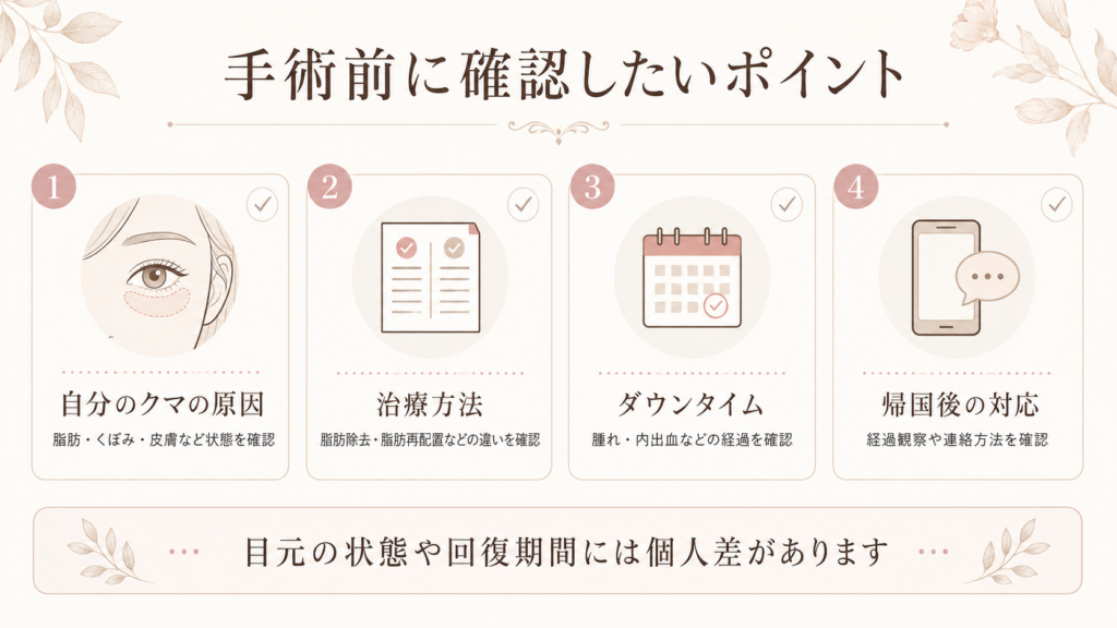 目の下脂肪再配置を受ける前に確認したいポイント