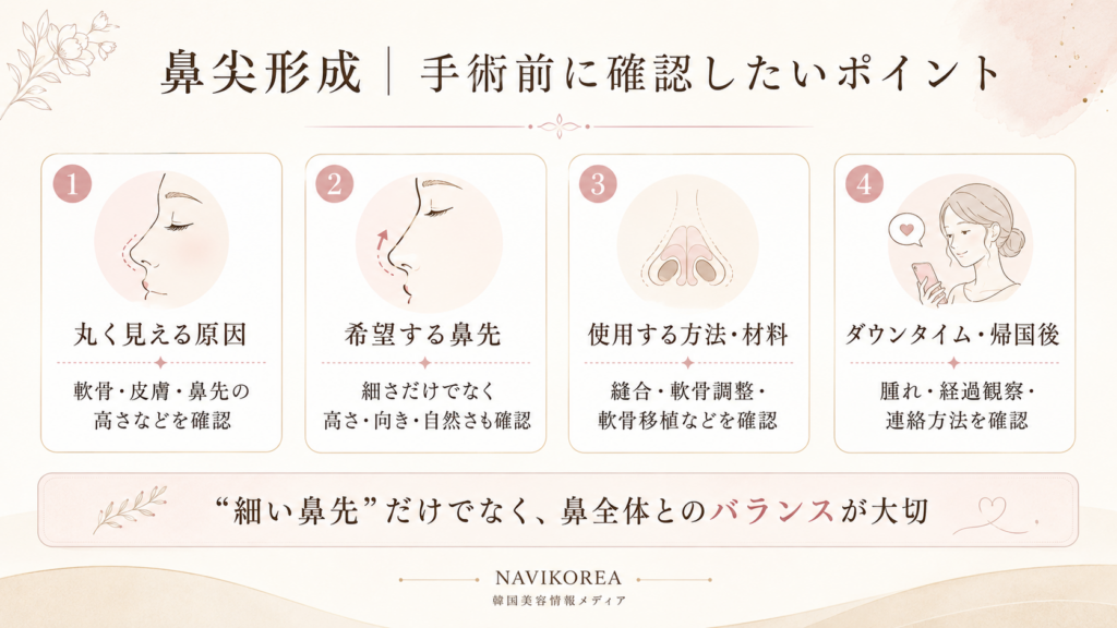 鼻尖形成を受ける前に確認したいポイント