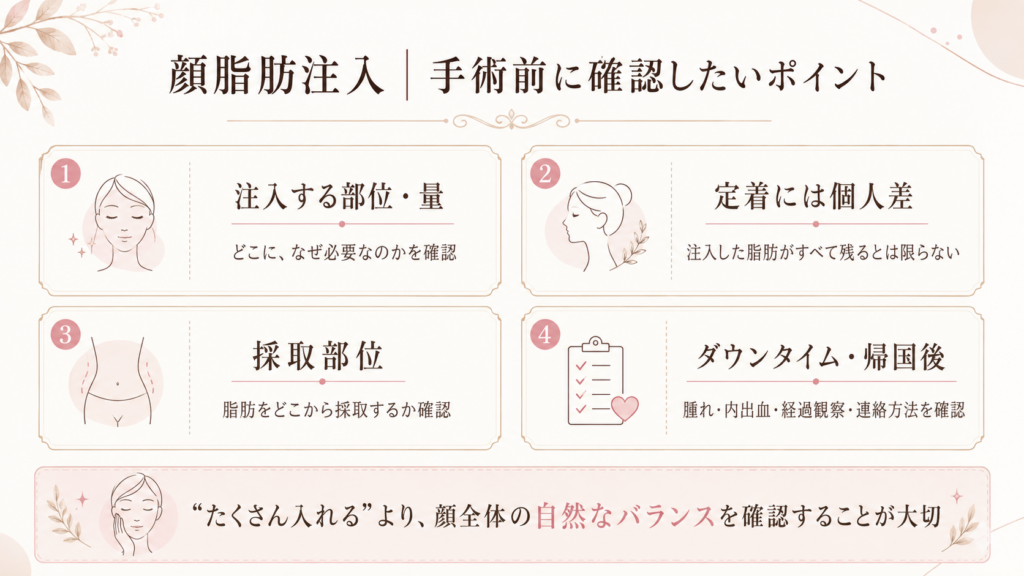 顔脂肪注入を受ける前に確認したいポイント