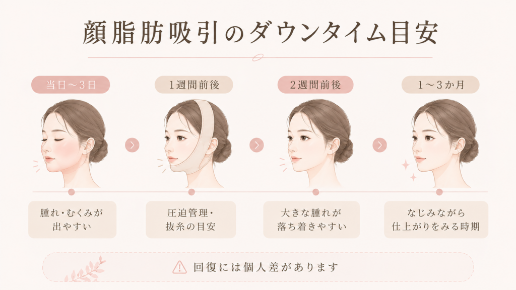 顔脂肪吸引のダウンタイム｜手術後から1〜3か月までの回復目安