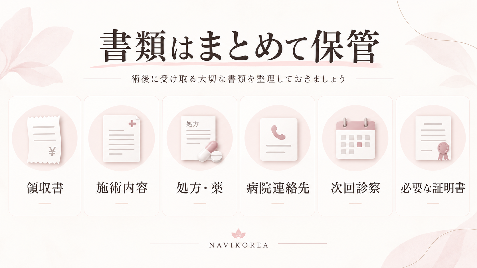 韓国美容 領収書 書類 帰国