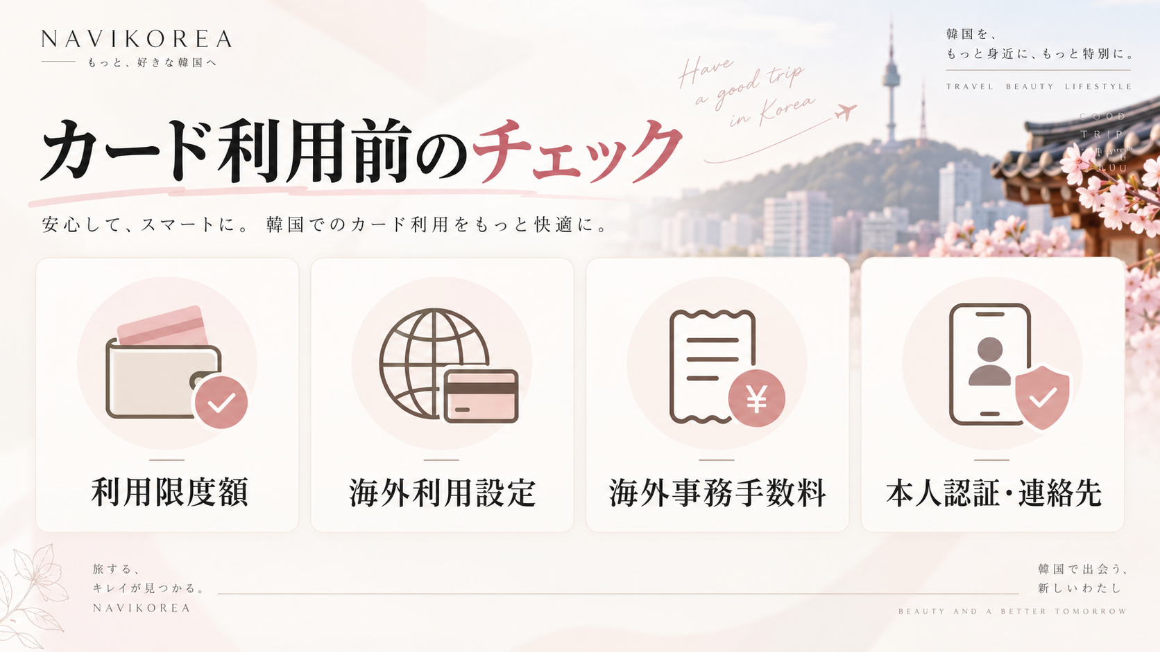 韓国美容 カード 海外手数料 利用限度額